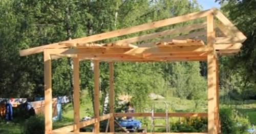 Чертеж беседки 6х4 с односкатной крышей. Сооружение каркаса и заливка крыльца