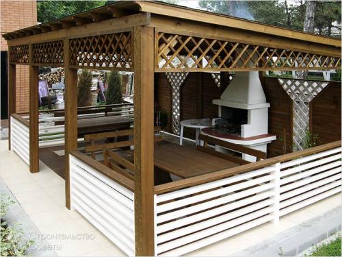 Проект беседки с односкатной крышей чертеж. Как построить беседку с односкатной крышей своими руками 03