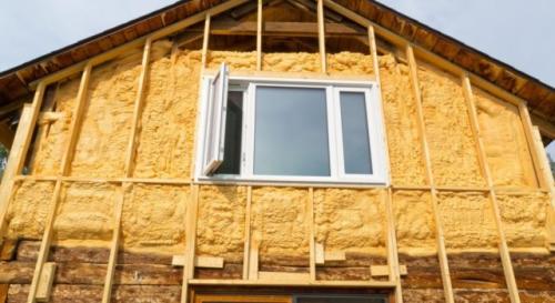 Утепление деревянного дома минватой снаружи под сайдинг. Закладка утеплителя 01