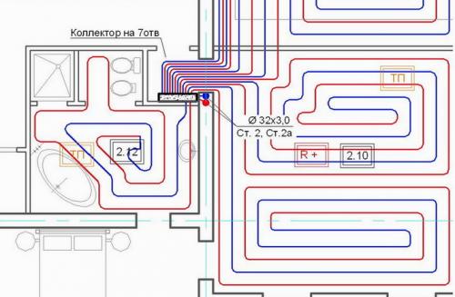 Чертеж теплых полов. Различные схемы теплого пола — стяжки, труб, оборудования, подключений