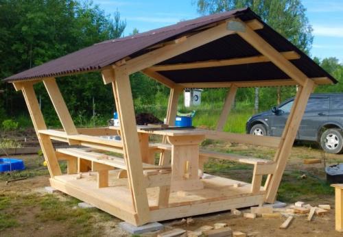 Простая беседка своими руками за один день. Как в одиночку построить беседку за 1 день из доски и ондулина
