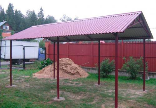 Навес из профнастила за 30 тысяч рублей. Навес из профнастила 06