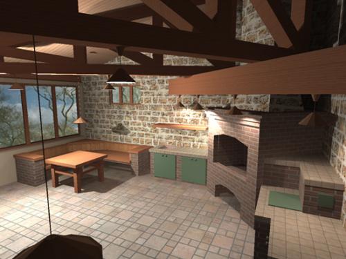 Садовая беседка с барбекю. Виды 06
