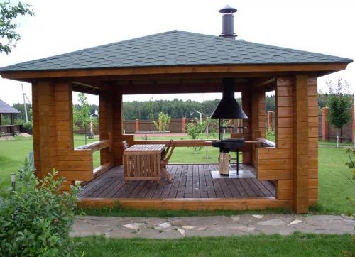 Беседки из бруса своими руками. Постройки из дерева на участке: беседка из бруса своими руками 01