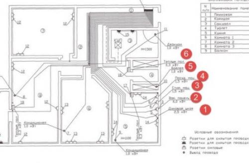 Схема электропроводки в 3-х комнатной квартире. Электропроект 3-х комнатной квартиры