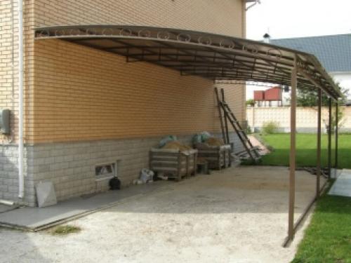 Строительство навеса с односкатной крышей. Строительство навеса 06
