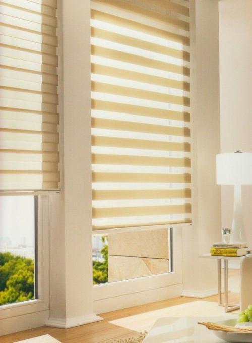 Рулонные шторы в интерьере. Рулонные шторы День-ночь