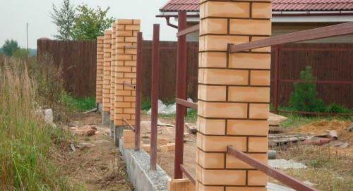 Фундамент под забор с кирпичными столбами. Как сделать фундамент для забора с кирпичными столбами.