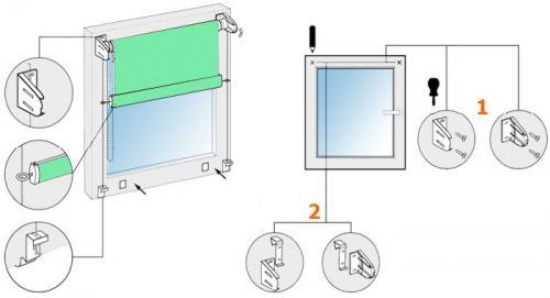 Чем приклеить рулонные шторы к пластиковому окну. Как установить рулонные шторы с леской. Установка рулонных штор «Мини» на пластиковые окна