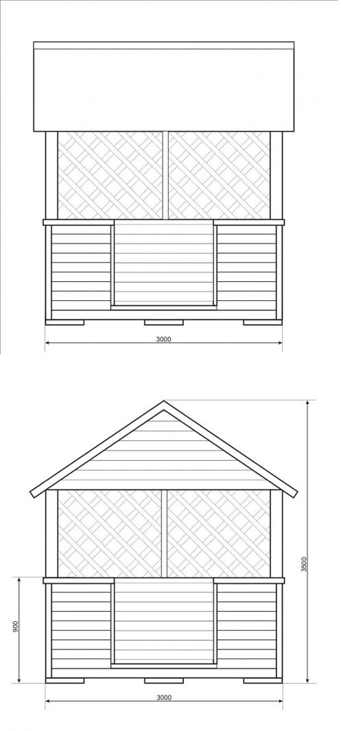 Беседка 3 на 3 с односкатной крышей. Беседка 3х3