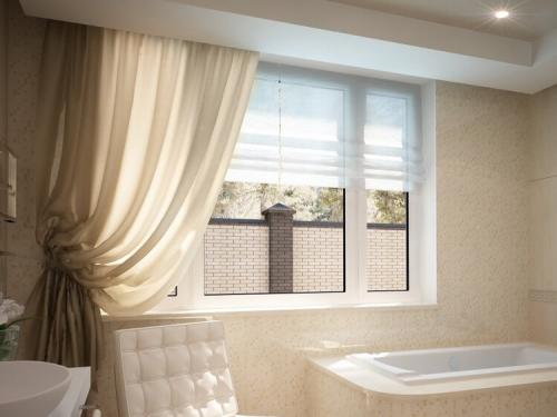 Дизайн ванной комнаты с маленьким окном. Декорирование окна в ванной комнате