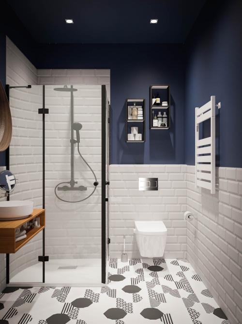 Дизайн ванной комнаты с туалетом и душем. Отделка ванной комнаты